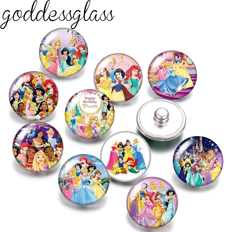 Princesses Party Belle Золушка Алиса 10 шт. круглый фото стеклянный кабошон 12 м/18 мм кнопки для 18 мм брелок-кнопки ювелирные изделия