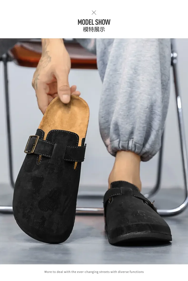 Фото 2024, обувь Birkenstock, четыре сезона, мужская обувь baotou, обувь для ленивой пары, полутапочки №3