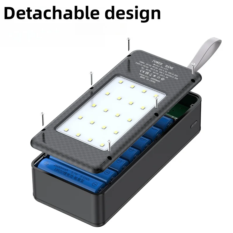 Фото Выход порта постоянного тока 21X18650 аккумулятор быстрая зарядка PD USB 22,5 Вт коробка внешнего аккумулятора со штативом цифровой дисплей съемный экран №3