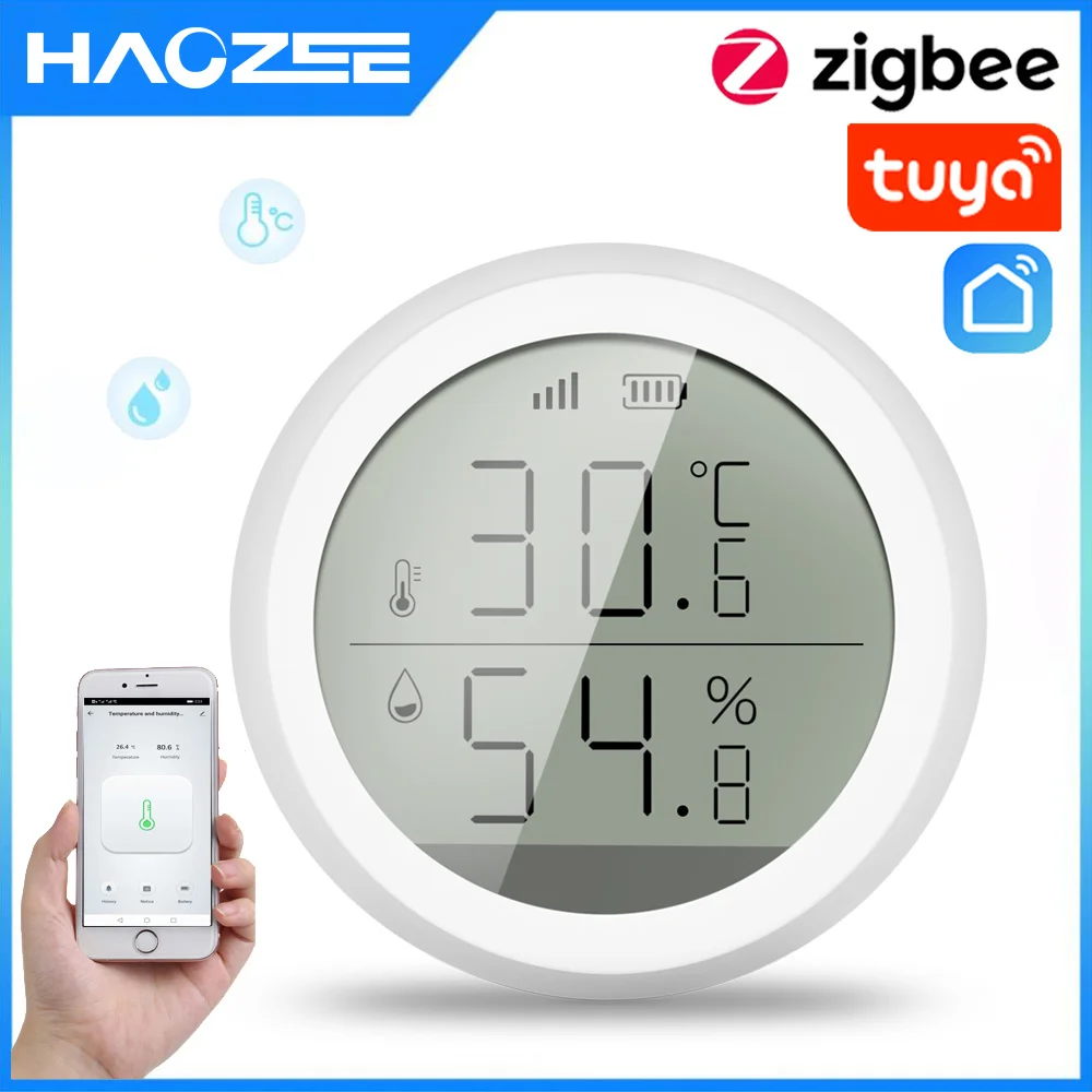 Интеллектуальная температура светодиода Tuya ZigBee с домом и czujnik с поддержкой Google и Zigbee Hub