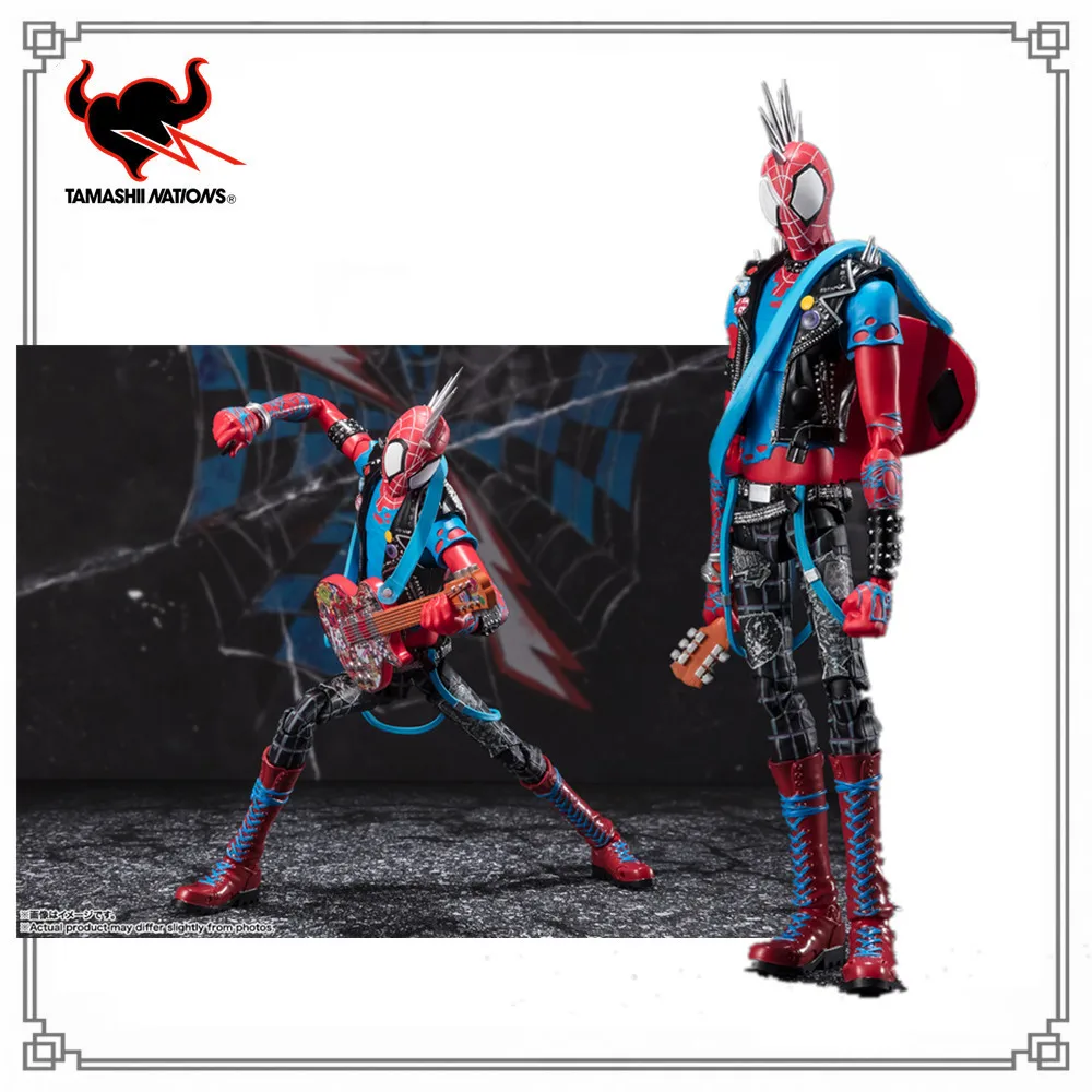 В наличии Marvel S.H. Фигуарт паук-панк (Человек-паук: Across the SPIDER-Verse) Аниме оригинальные экшн-фигурки из ПВХ SHF 17,5 см