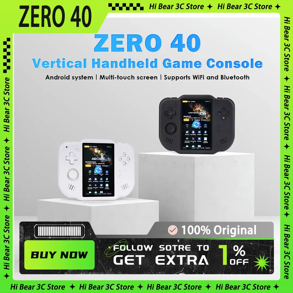 Игровая консоль AMPOWN ZERO 40, 4 IPS, мультисенсорный экран A133P, поддержка Wi-Fi, Bluetooth, Android, вибрационный двигатель для NDS gamer