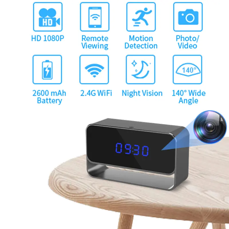 1080P HD Мини-будильник Камера Беспроводное Wi-Fi Приложение ИК ночного видения DVR Обнаружение движения Регистратор безопасности Монитор наблюдения
