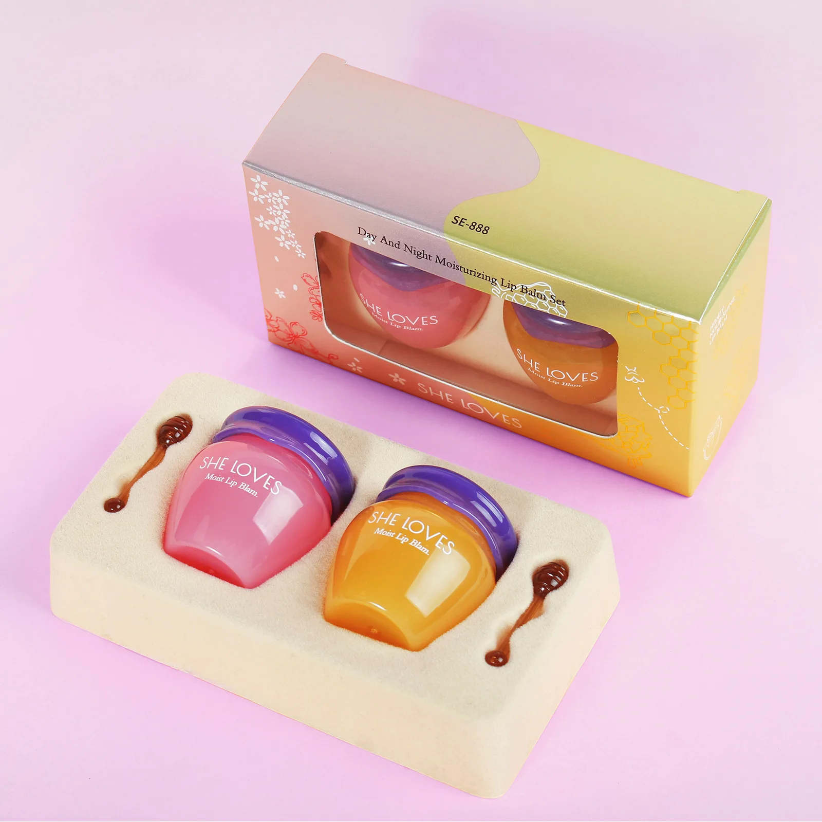 SHELOVES Honey Lip Mask Set Ins Explosion Style Day and Night Moisturizing and Lightening Lip Lines Lipstick