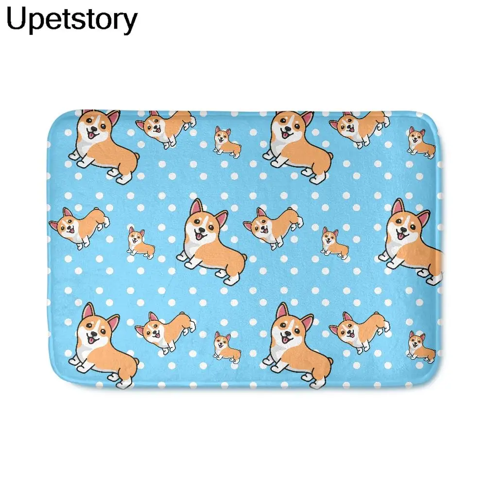 Коврик Upetstory для входной двери, в горошек, корги, для гостиной, нескользящий, уличный напольный мягкий ковер, персонализированный домашний д...