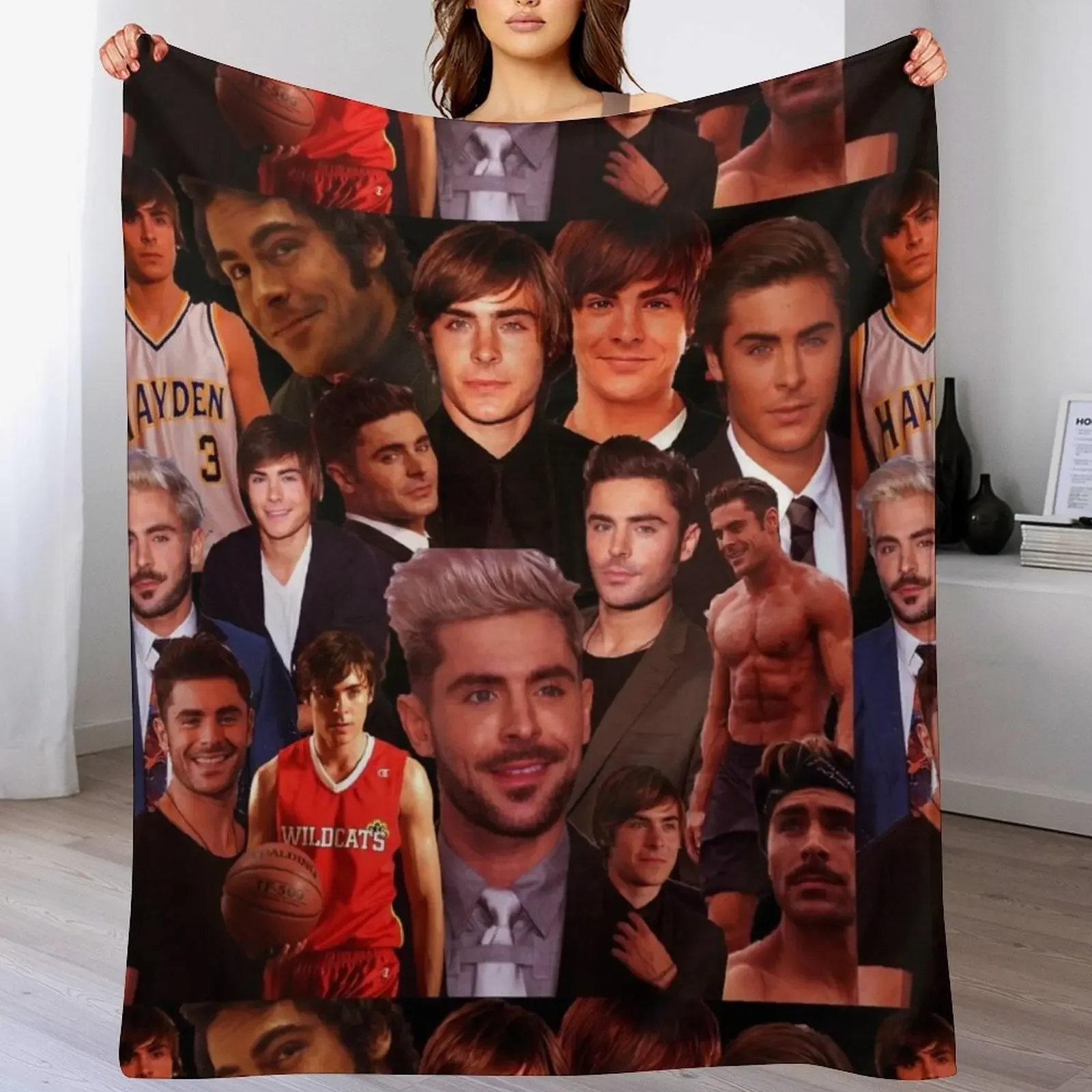 Плакат с дизайном коллажа Zac efron 2020, одеяло для гигантского дивана, одеяла для украшения диванов, дорожные одеяла