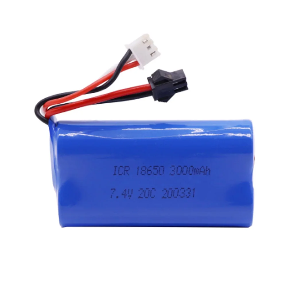 7,4 в 3000 мАч 18650 Lipo батарея SM разъем для WPL MN99S D90 U12A S033g Q1 H101 радиоуправляемые лодки автомобили танки дроны Запчасти 2s 7,4 В батарея