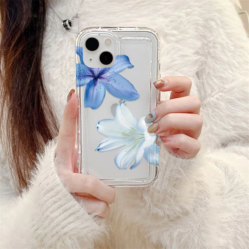 Фото Мягкий силиконовый чехол для iPhone 16 Fundas iPhone 17 Air 16 Pro Max 15 14 Plus 13 12 11 X XS XR 7 8 SE Capas TPU Flower Clear Cover №2