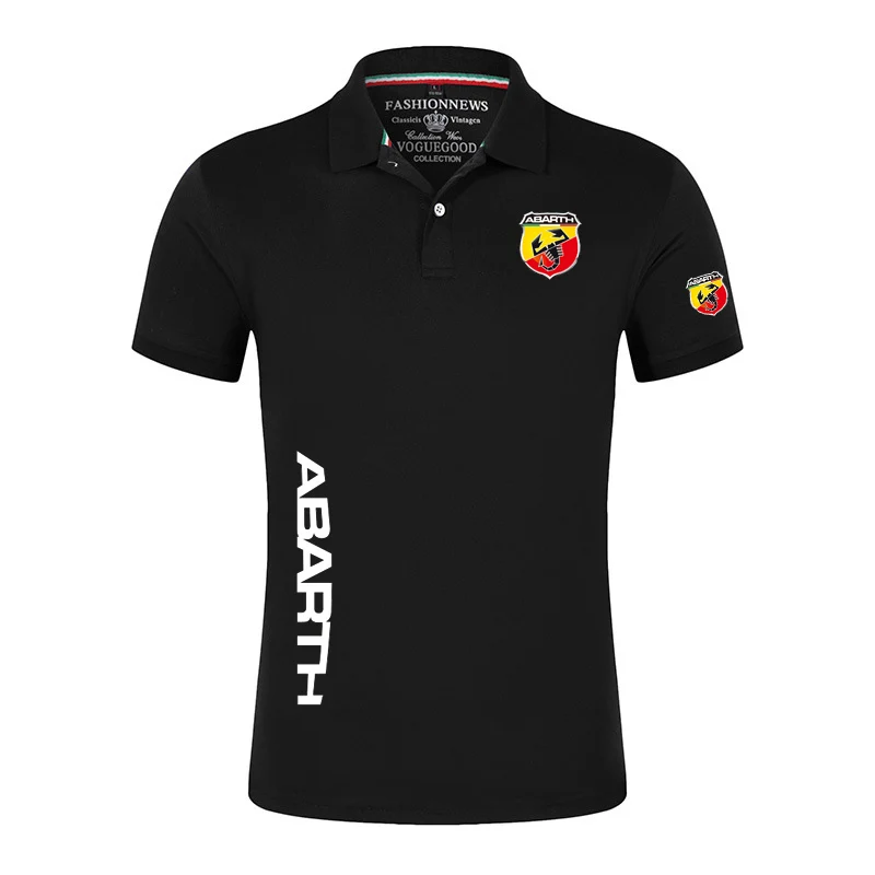 Фото Новые летние мужские быстросохнущие пуловеры Abarth, рубашка-поло, украшение на пуговицах, с коротким рукавом, деловые повседневные модные топы с лацканами №3