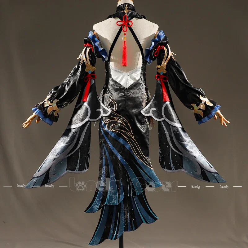 Фото Игра Genshin Impact Shenhe Frostflower Dew косплей костюм парик платье фонарики Риты серьги головной убор Хэллоуин Девушки Женщины №3