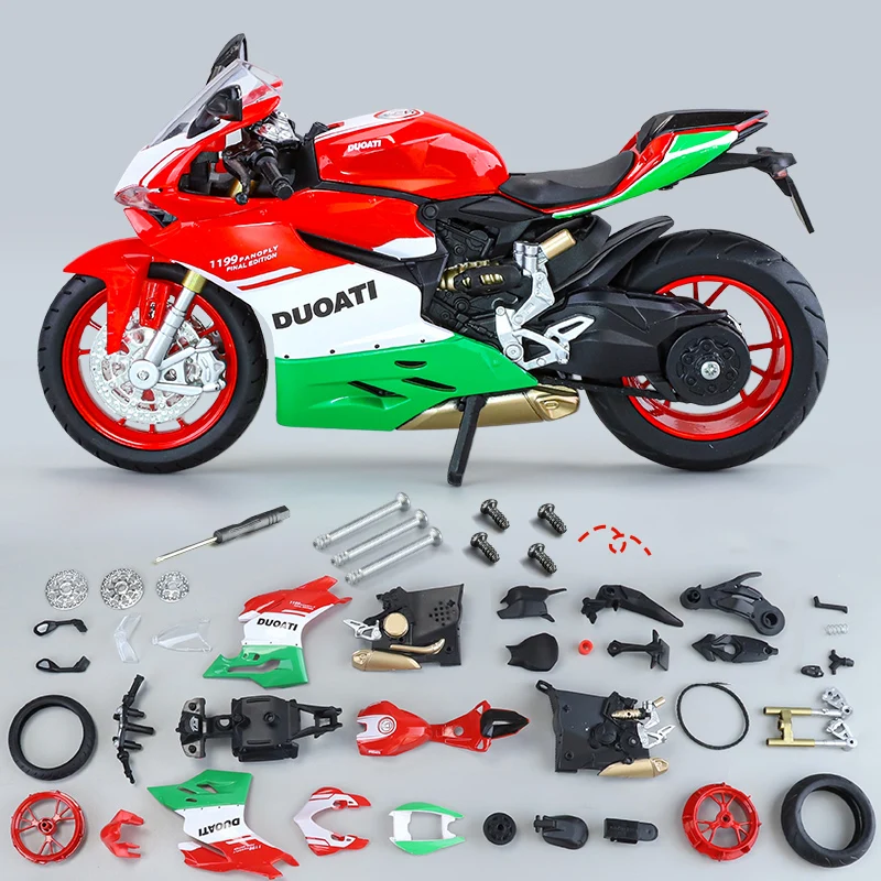 1/12 Ducati 1199 Panigale, собранная версия, модель мотоцикла, коллекция игрушечных транспортных средств, амортизатор, внедорожный автоцикл, игрушка