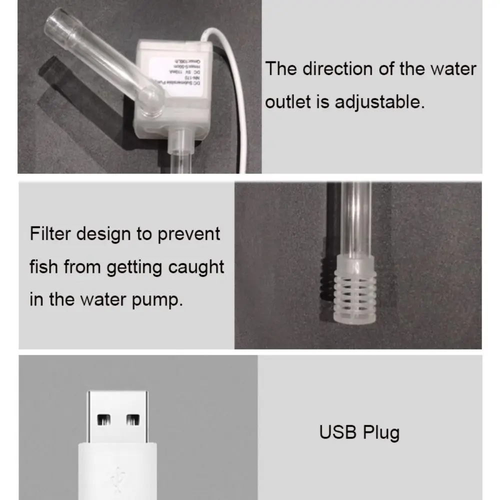 Фото USB небольшой погружной насос на присоске пластиковый мини-водяной насос ультра тихий 1 Вт насос для фонтана для воды аквариум №2