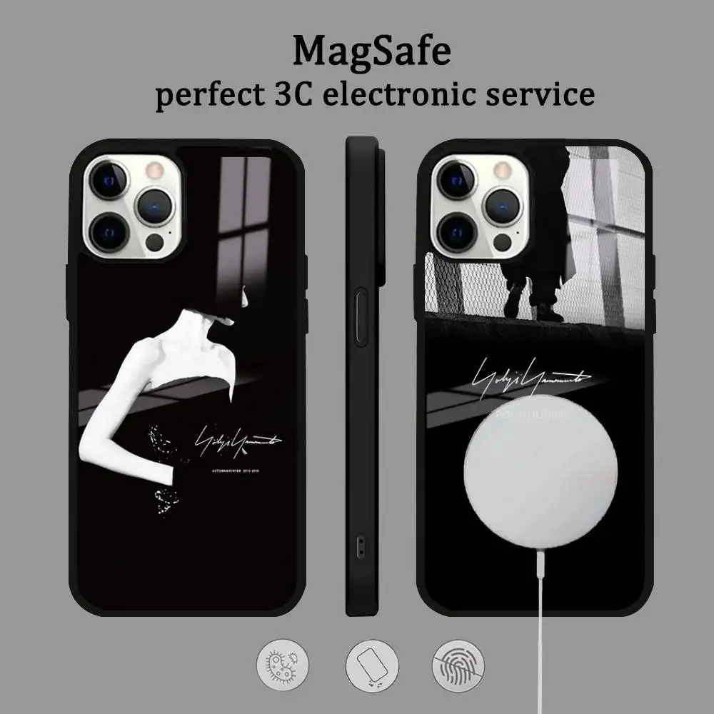Штабелируемый чехол для телефона Y-Yohji Y-Yamamoto для IPhone 16, 15, 14, 13, 12, 11 Pro Max Plus Mini Magsafe Mirror, беспроводной магнитный чехол