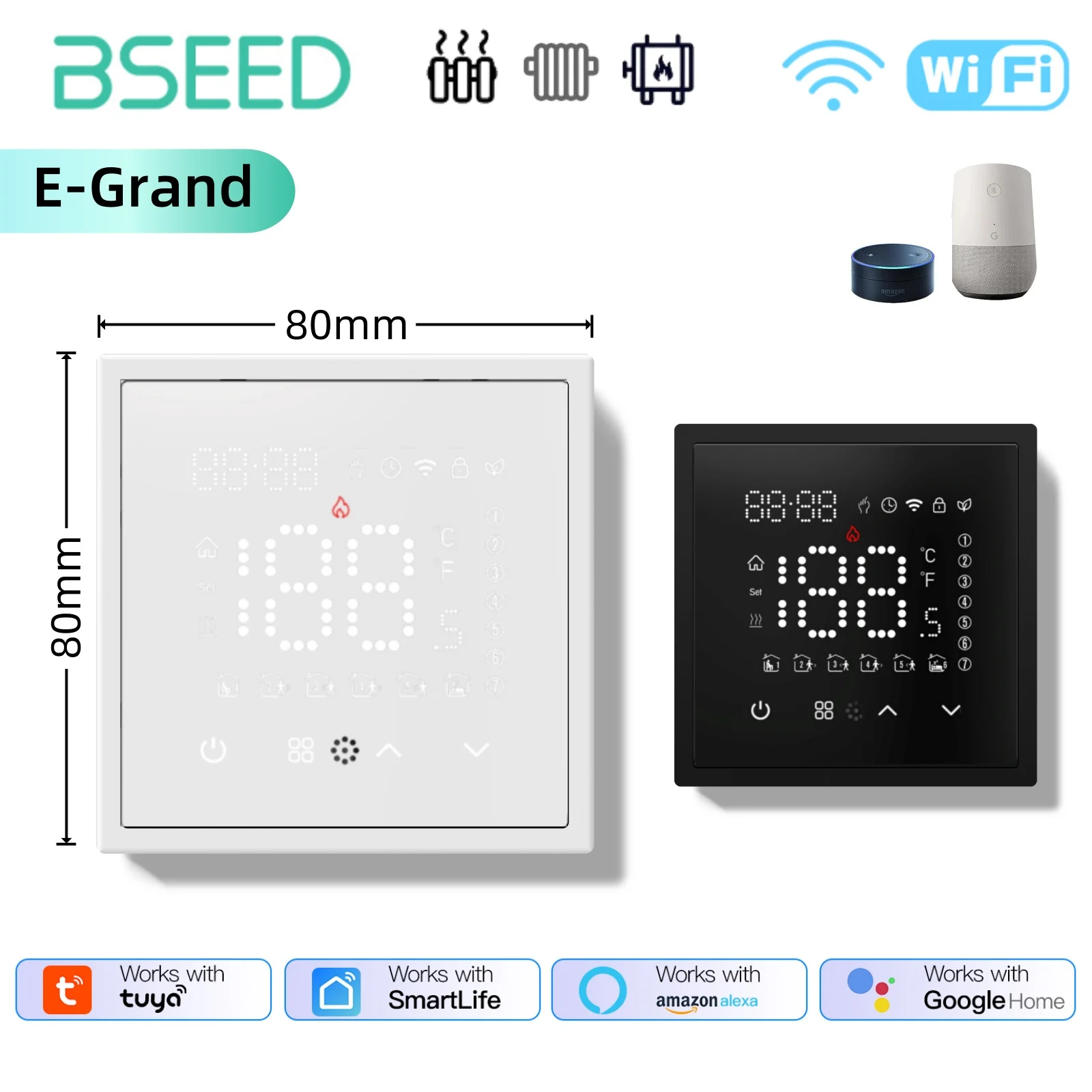 Bseed WiFi термостат водяной электрический теплый пол с подогревом газовый котел пульт дистанционного управления температурой с Google Alexa E Series