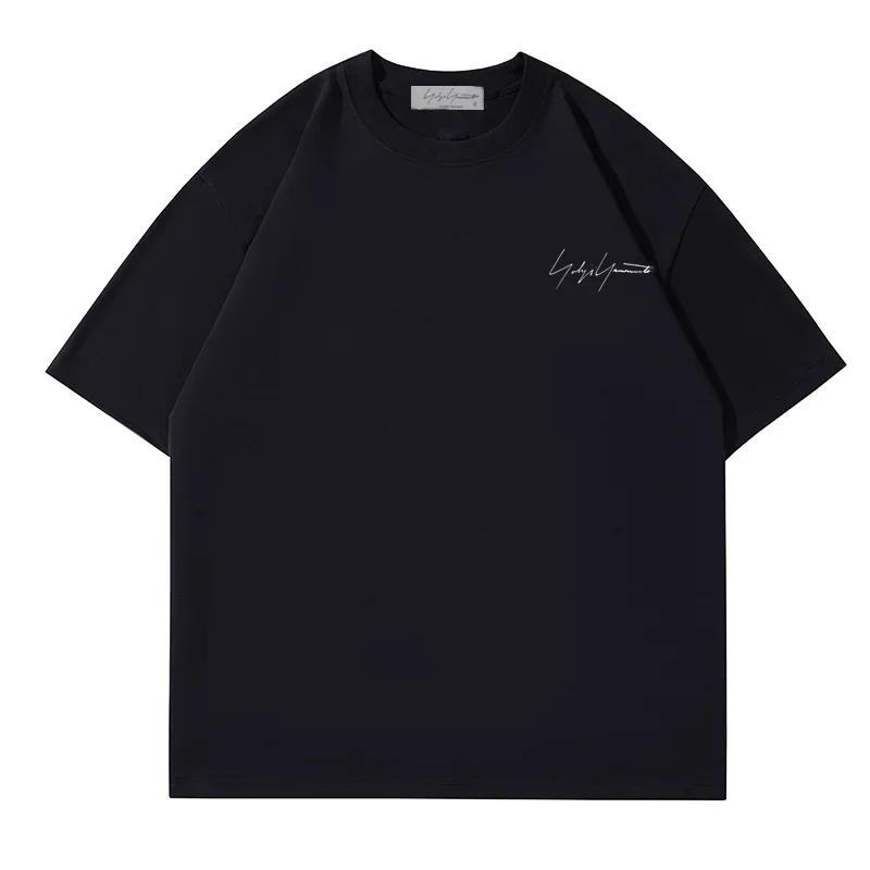 Фото Футболка Yohji Yamamoto женская с коротким рукавом, японский хлопковый топ с абстрактным принтом, Повседневная Свободная рубашка с круглым вырезом, лето №2