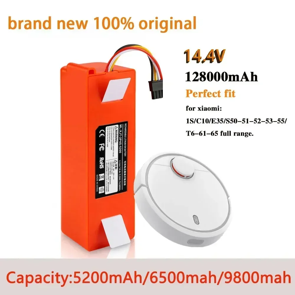 12800 мАч, 14,4 В, ионный разъем, аккумуляторная батарея для пылесоса Xiaomi Roborock S50 S51 T4 T6 Mi, совершенно новый и прочный