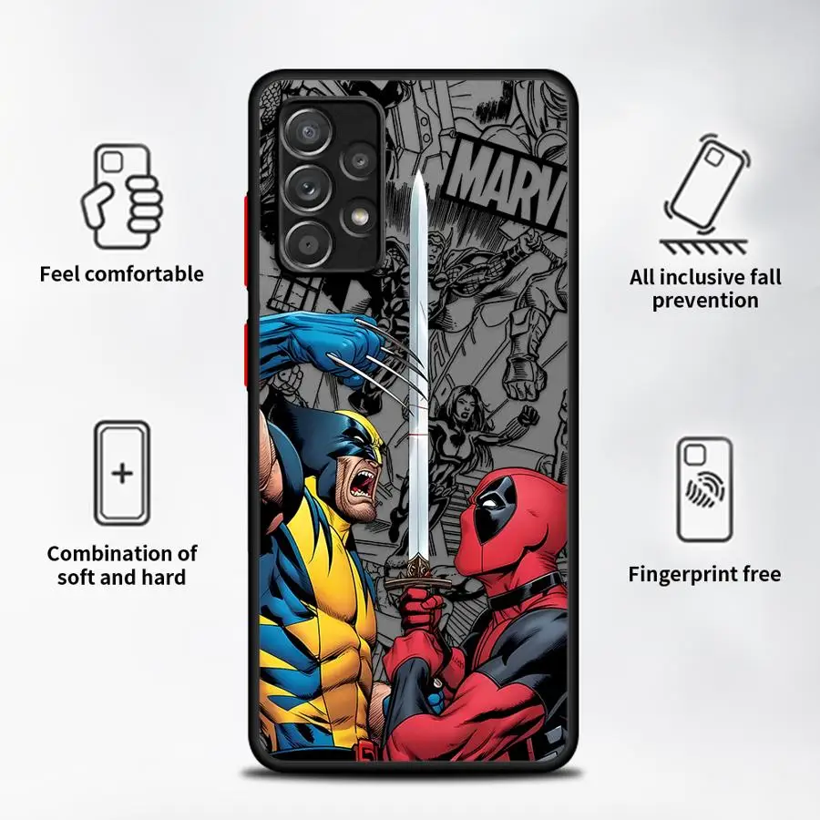 Фото Чехол WolveriNe и Deadpool для Samsung Galaxy A53 A52 A56 A54 A22 A35 A36 A73 A21s A25 A26 A24 A34 Матовый чехол для телефона №2