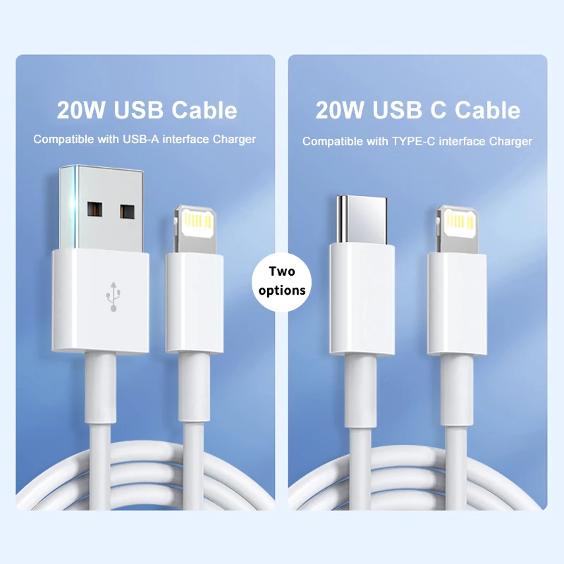 Фото Оригинал USB-кабель 20 Вт для Apple iPhone 14, 13, 11 Pro Max, 12 mini, XS, XR, быстрая зарядка телефона, USB C, Дата-кабель для iPad, зарядное устройство, аксессуары №2