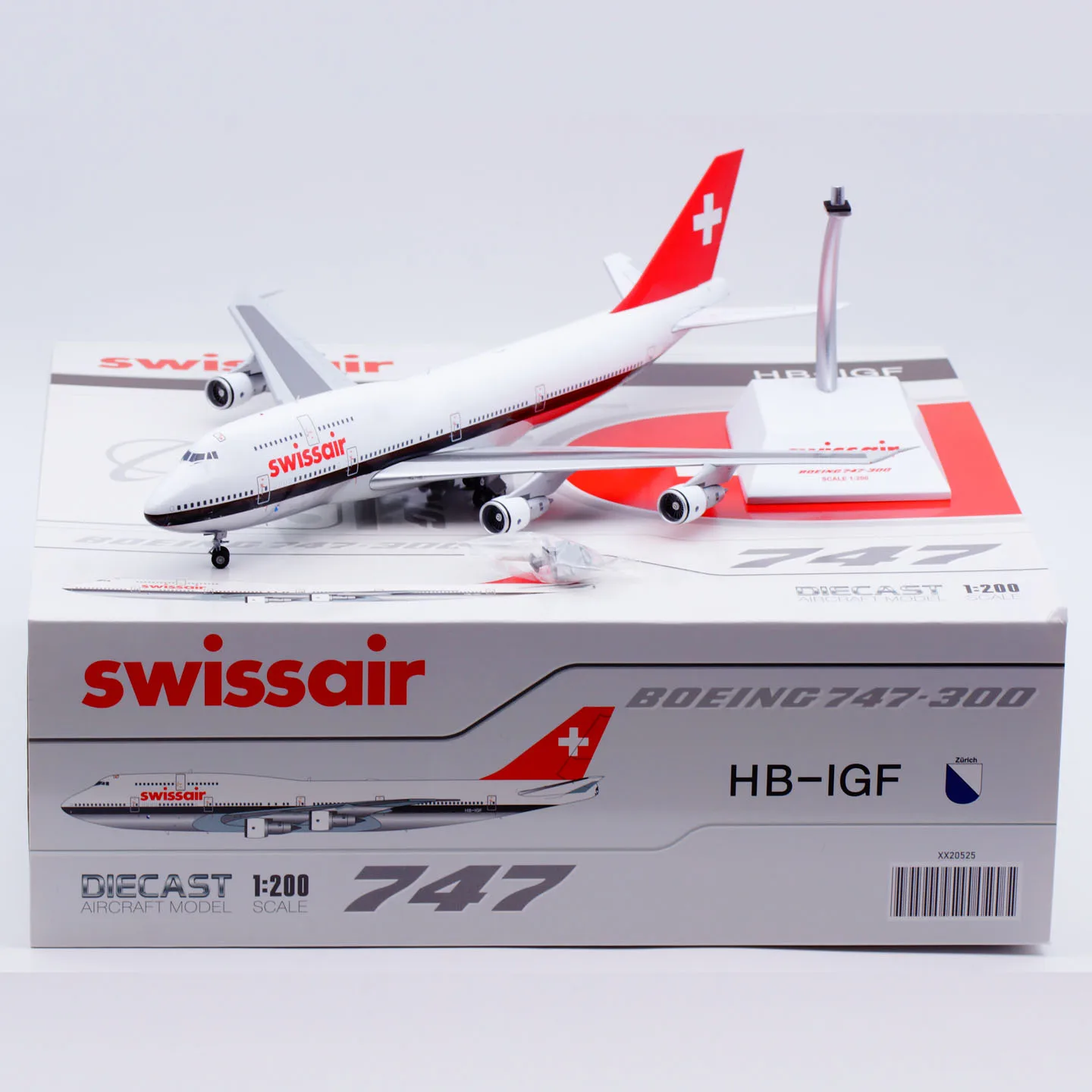 XX20525 Коллекционный самолет из сплава в подарок JC Wings 1:200 Swissair [Полированный] Boeing B747-300, литая под давлением модель самолета HB-IGF