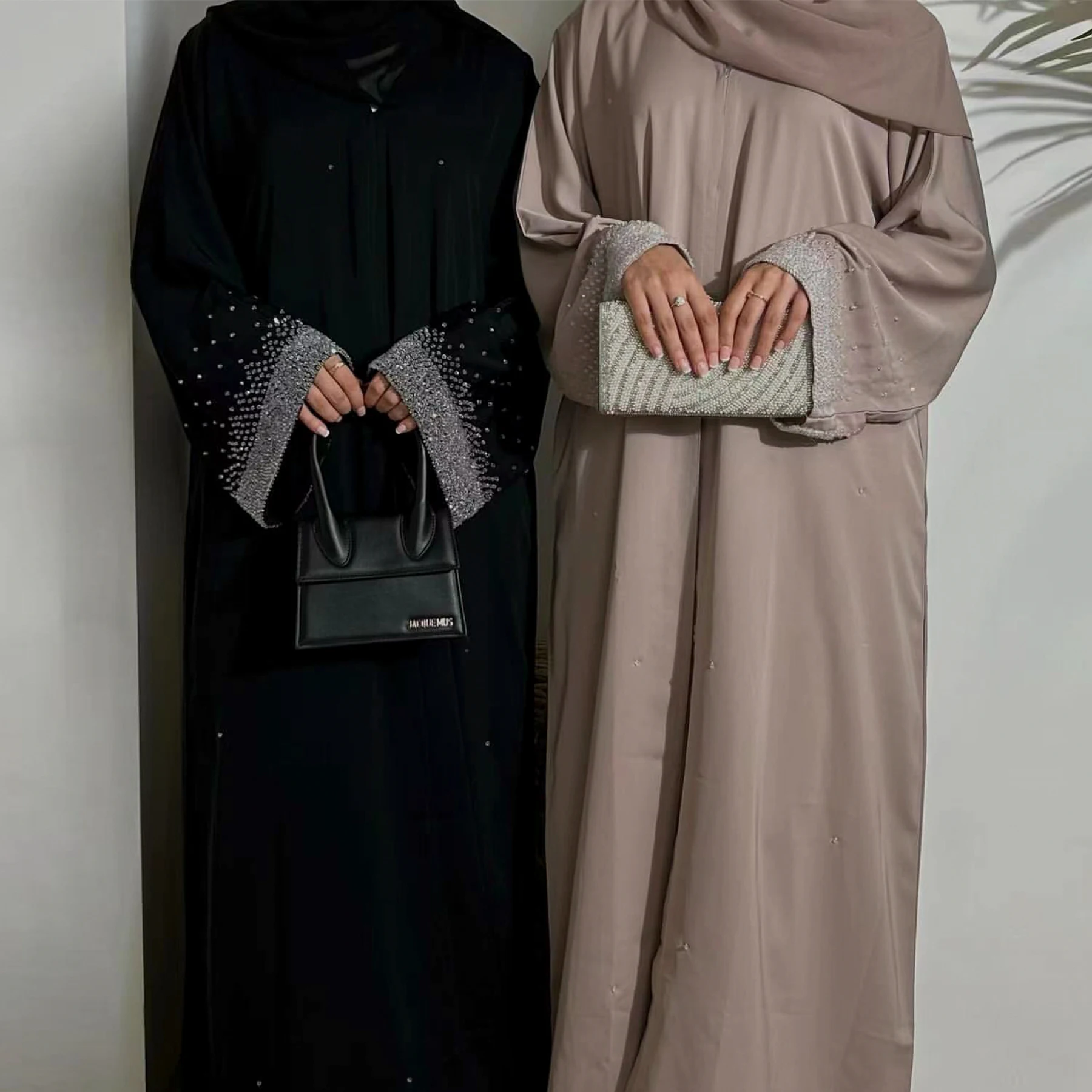 2024 бриллианты Abaya Дубай роскошный женский черный хаки халат женский элегантный длинный кардиган женское искусственное платье в мусульманском стиле LR851