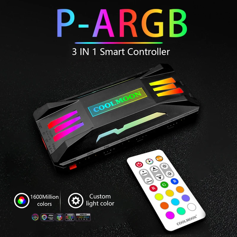 RGB-контроллер, 4-контактный ШИМ, 5 В, 3-контактный кулер для охлаждения, Умный интеллектуальный пульт дистанционного управления для ПК, стандартное шасси