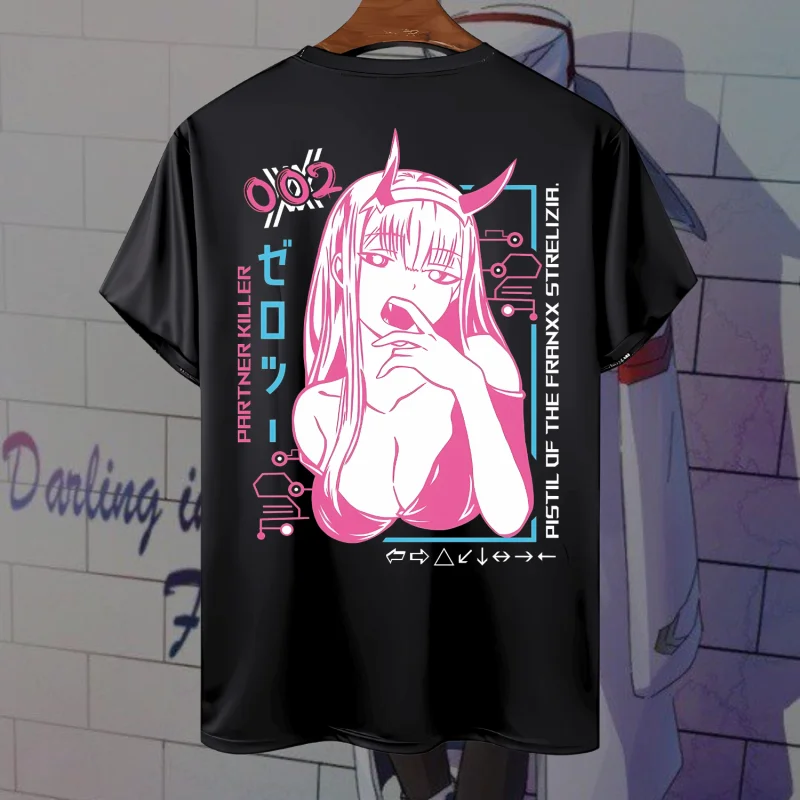Фото Аниме ZERO TWO Katun Premium 24s-футболка дистро Дарлинг в Franxx футболка оверсайз Dewasa №2