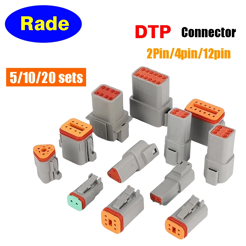 5/10/20Set Deutsch Type DTP Series Waterproof Connector Automotive Connector Socket Plug Male Female DTP04-2p DTP06-2S DTP04-4P