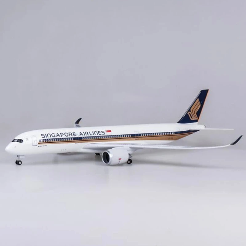 Фото Модель самолета 47 см, модель самолета серии Сингапура, модель Airbus со светодиодной подсветкой (сенсорное или голосовое управление), украшение или подарок №3