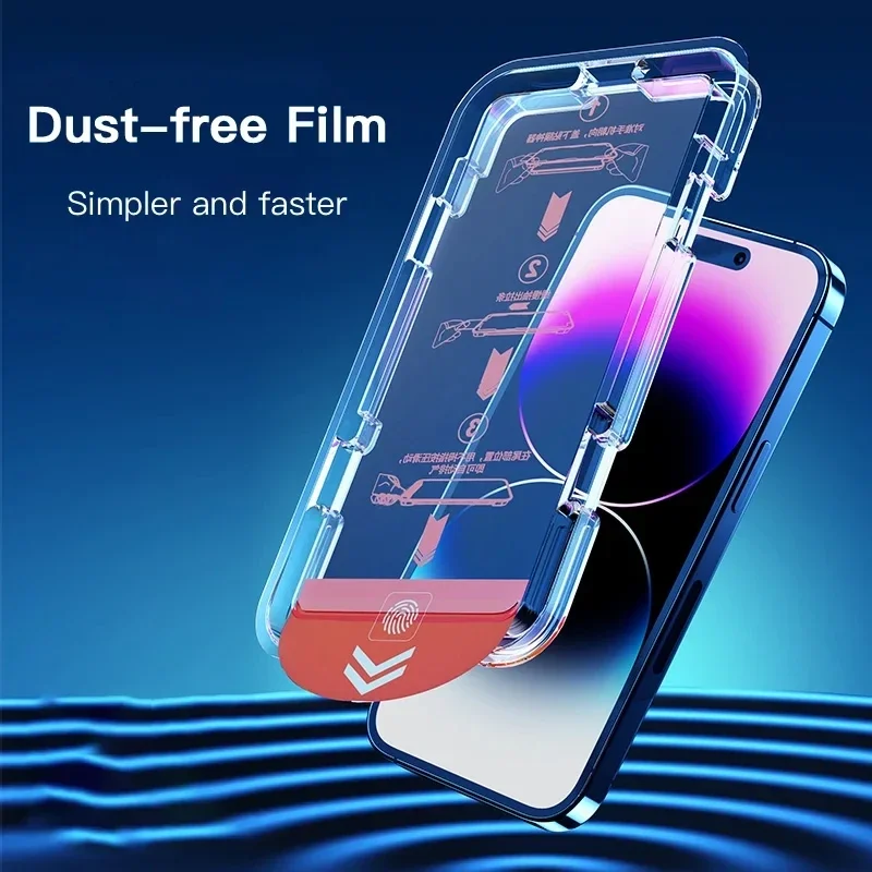 Фото Закаленное стекло для iPhone 15 14 13 12 11 Pro Max Plus, Защитная пленка для HD экрана с одним нажатием, защита от пыли, 3 шт. №2