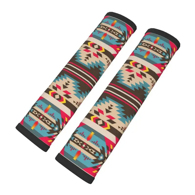 Накладки на автомобильные ремни безопасности Native Southwest American, 2 упаковки, универсальные ацтекские бирюзовые полосатые защитные накладки на ремни безопасности