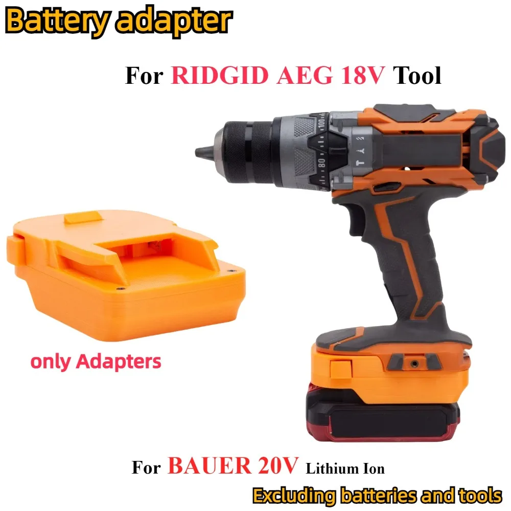 Адаптер/преобразователь для литий-ионного аккумулятора BAUER 20 В для RIDGID AEG 18 В, аксессуар для аккумуляторной электрической дрели (только адаптер)