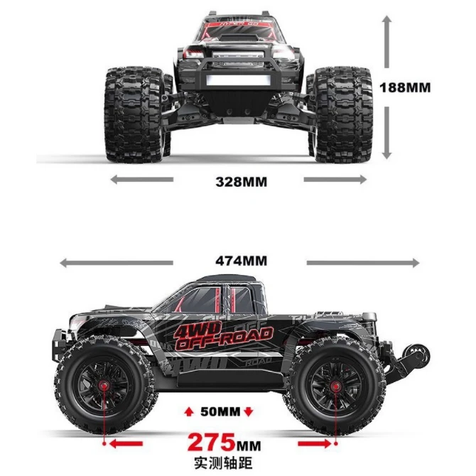 Фото Игрушечный автомобиль Kawaii, забавный подарок, 80 км/ч, высокоскоростной 4WD радиоуправляемый грузовик, 1:10, бесщеточные внедорожные радиоуправляемые автомобили, супер монстр-трак 48 см, игрушки для мальчиков №3