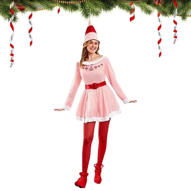 Женское розовое платье Рождественский костюм эльфа Lady Elf Jovie Рождественская одежда новогодний костюм Elf Buddy костюм