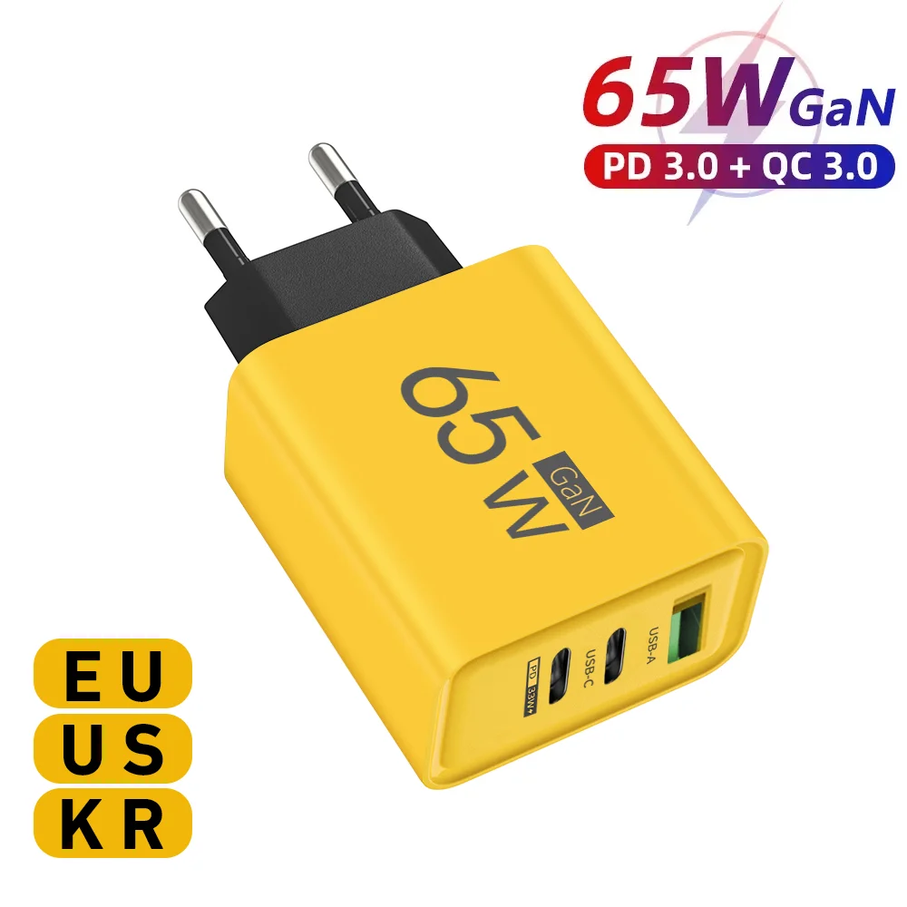 Зарядное устройство USB 65 Вт GaN Type C, адаптер для быстрой зарядки мобильного телефона для iPhone, Samsung, Xiaomi, Huawei QC 3,0, настенное зарядное устройство с быстрой зарядкой