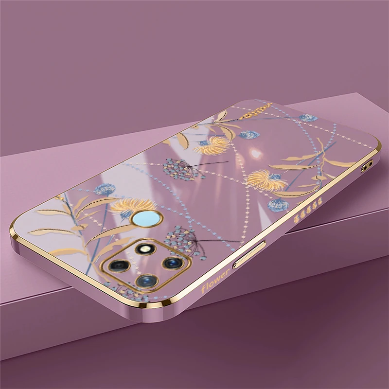 Фото Чехол для телефона OPPO Realme V5 5G V13 V25 K7X X7 Pro X Q5 Q3 Pro Carnival Q3i Противоударный чехол с цветочным принтом и роскошным покрытием №2