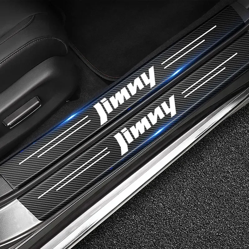 Фото Для Suzuki Jimny логотип углеродное волокно наклейки на порог автомобиля защитная пленка защита педалей наклейки на порог багажника №2