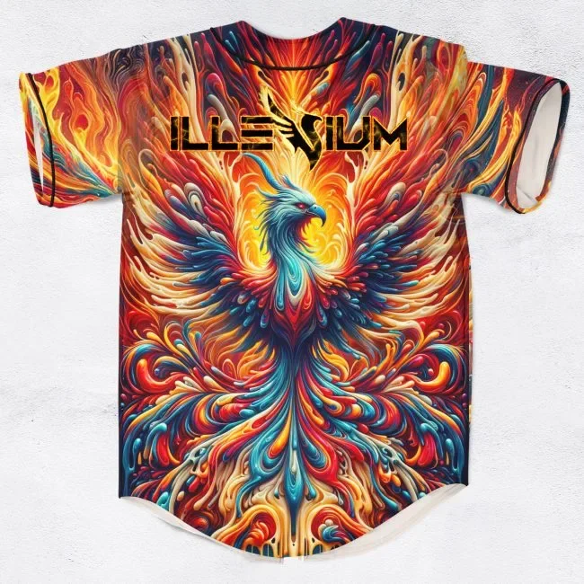 Джерси Illenium Illenium Phoenix оранжевый и синий сплит рейв бейсбольный трикотаж для фестивалей EDM рубашка на пуговицах для мужчинженщин (art.: 3920ceab21f94) - 3920ceab21f94