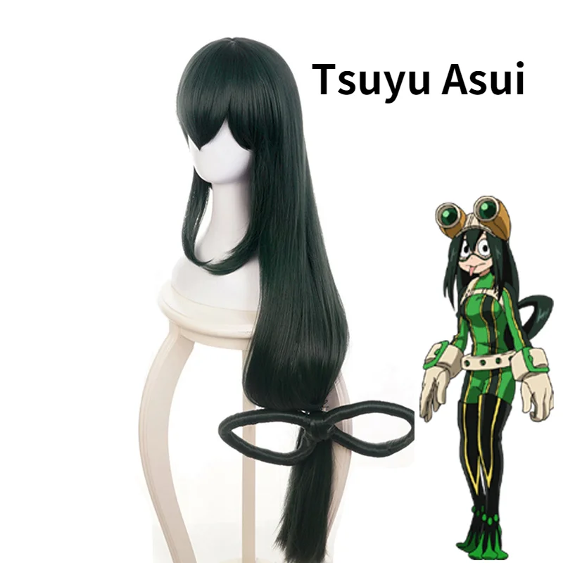 Tsuyu Asui Donkergroen Lange Pruik Косплей Kostuum Mijn Hero Академия Хаар Boku Geen Hero Академия Hiro Akadem Vrouwen Pruiken