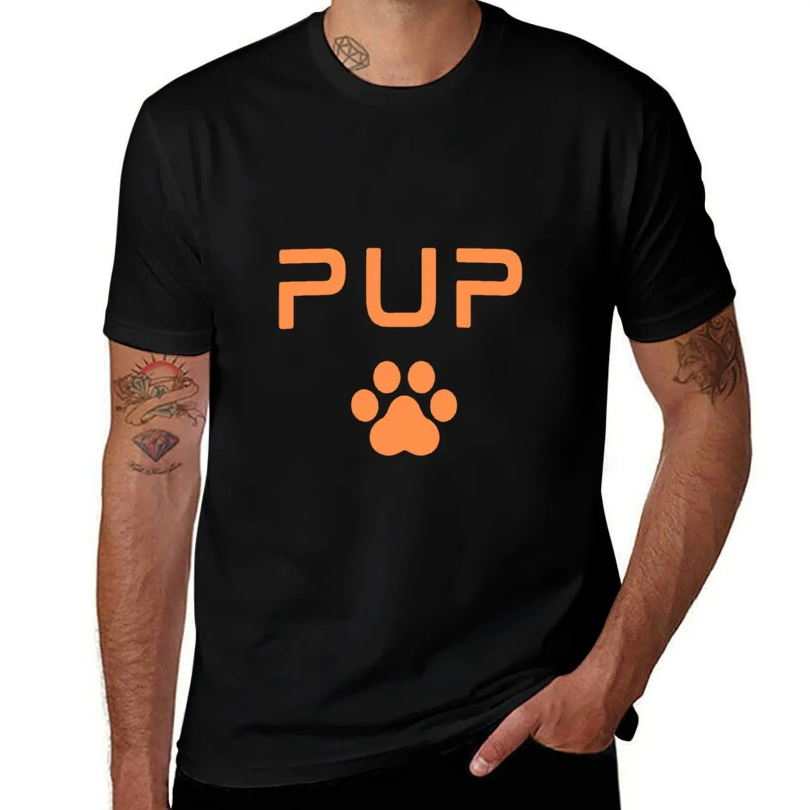 PUP Paw Print - оранжевая футболка с эстетической одеждой на заказ, мужские хлопковые футболки большого размера