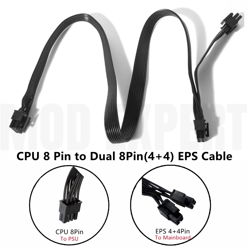 Фото Кабель питания блока питания 8Pin to Dual 8Pin 4+4 Pin ATX/EPS12V для Seasonic Prime SnowSilent 750W Titanium, 650W Platinum, 550W Gold №2
