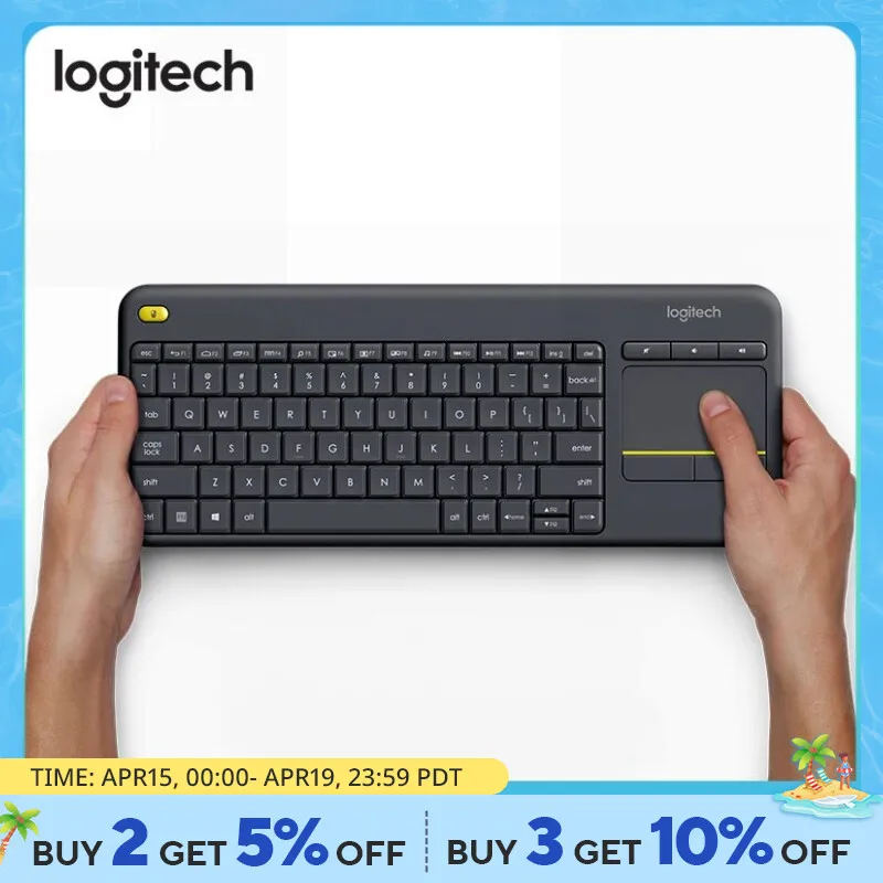 Logitech K400Plus Android Smart TV Ноутбук Сенсорная панель Беспроводная сенсорная клавиатура
