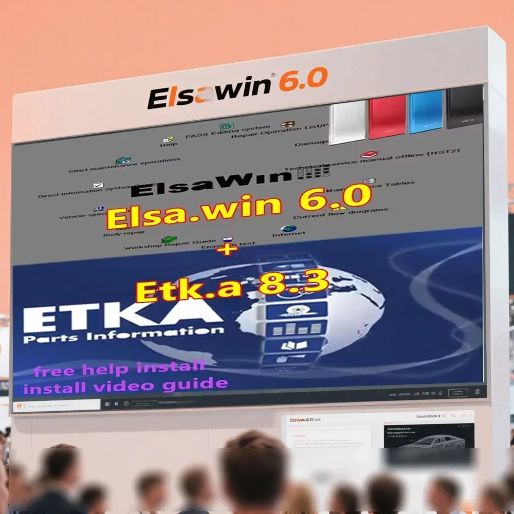 Elsawin 6,0 и т. д. 8,3 новейшее программное обеспечение для ремонта автомобилей, каталог электронных деталей для автомобильных инструментов V-W Au-di