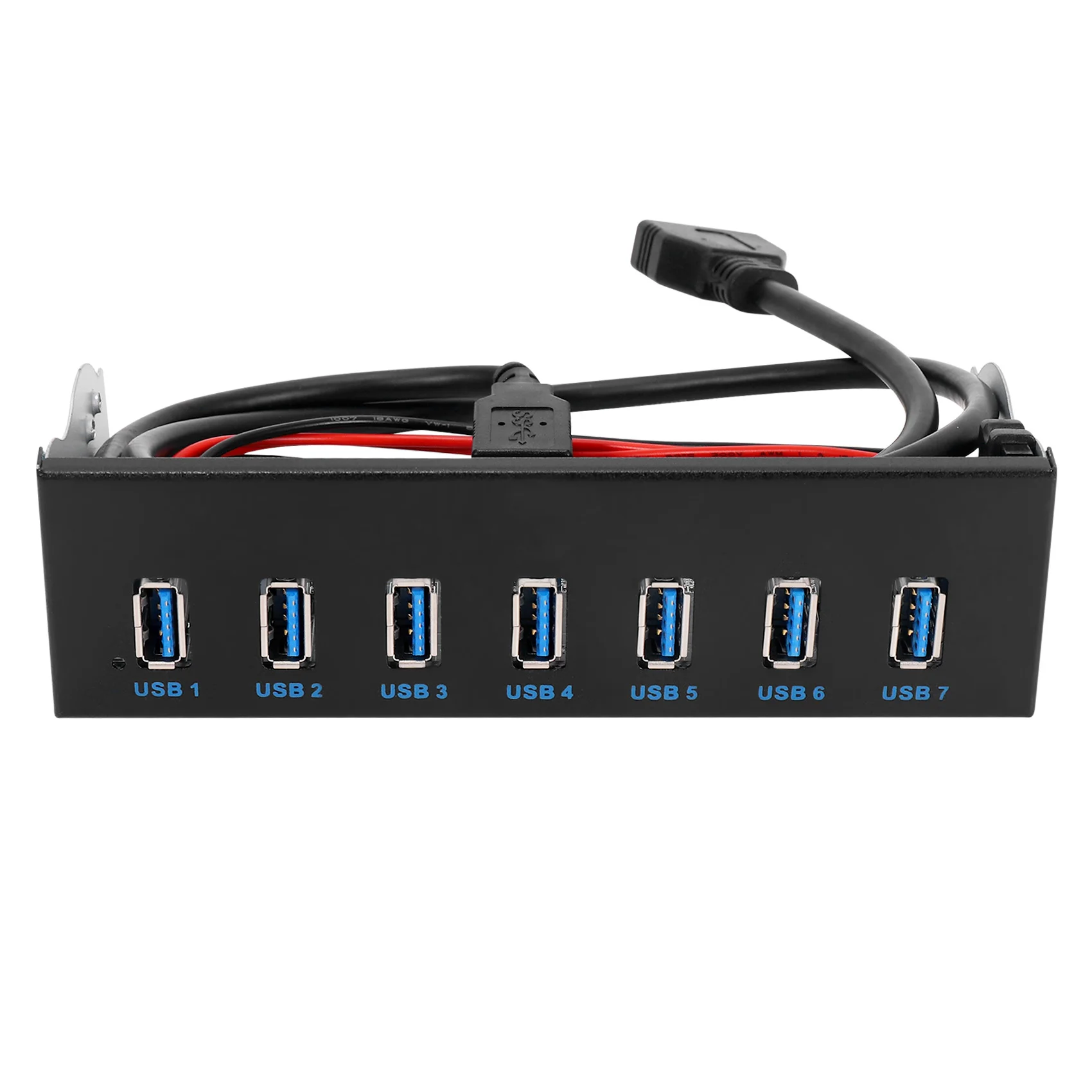 7-портовый концентратор USB 3.0, 5 Гбит/с, 5,25-дюймовый отсек для привода CD-ROM, передняя панель CD-ROM для корпуса компьютера + 19-контактный разъем USB 3.0 к штекерному кабелю типа A