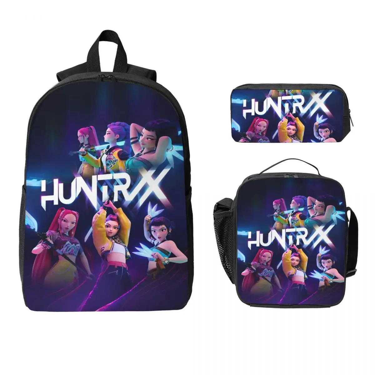 Детский рюкзак Huntrix K-pop Demon Hunters, ланч-бокс, пеналы для мальчиков и девочек, дошкольные рюкзаки, школьный рюкзак, набор книг