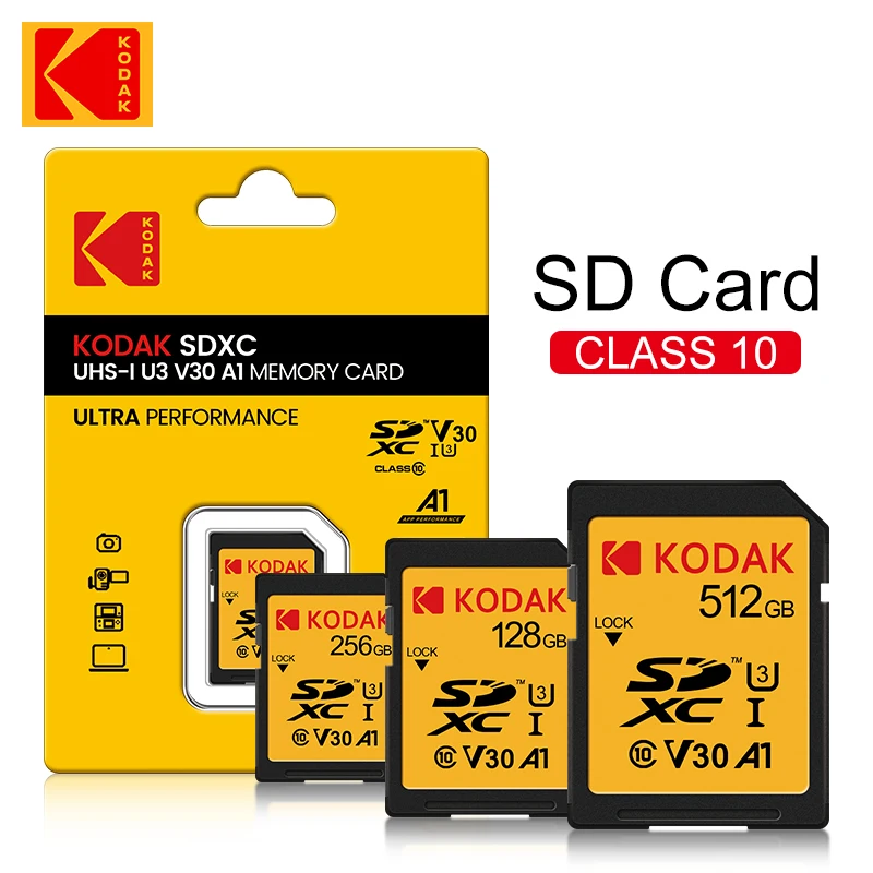 Карта памяти kodak Ultra SD, класс 10, 64 ГБ, 128 ГБ, 32 ГБ, 16 ГБ