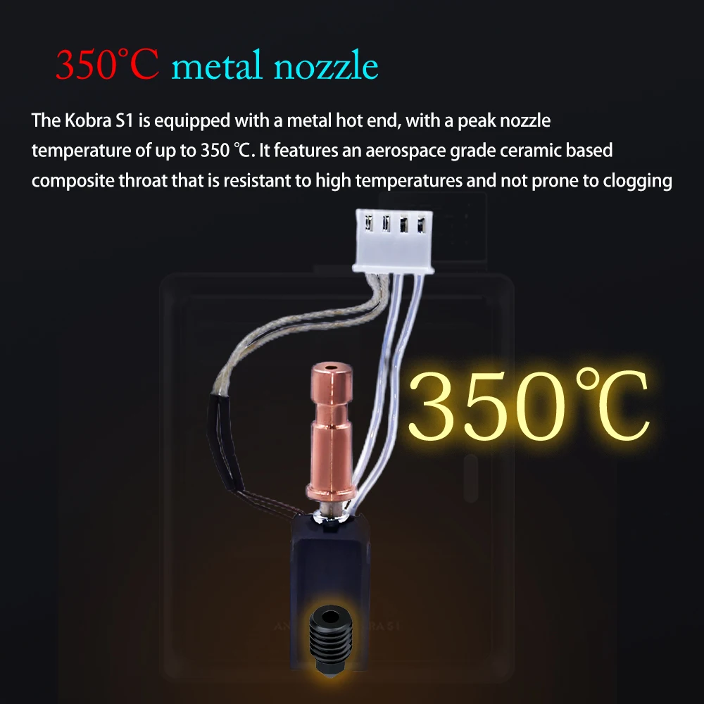 Фото Цельнометаллический комплект Hotend для Kobra S1/S1 Combo Hot End для Anycubic Kobra S1 200K, керамическая нагревательная насадка Hotend, сменная №3