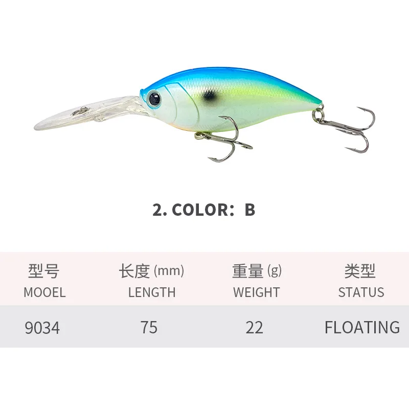 Фото Рыболовные приманки Crankbait, 22,5 г, 75 мм, грузики для верхней воды, воблеры, приманка для щуки, приманка для рыбалки Pesca Accesorios №4