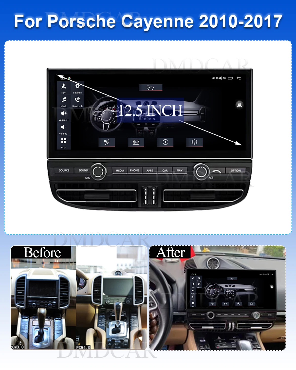 Фото Nawigacja GPS Android 12 12,5 cala 8-rdzeniowy 128G Radio Odtwarzacz multimedialny DSP Bezprzewodowy Apple Carplay Dla Porsche Cayenne 2010-2017 №2