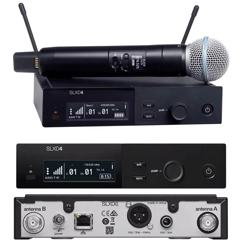Фото SLXD Микрофон 500/600/800 МГц Беспроводная 2-канальная микрофонная система 4-контактная гарнитура Beta58 Профессиональное аудиооборудование для сцены №2
