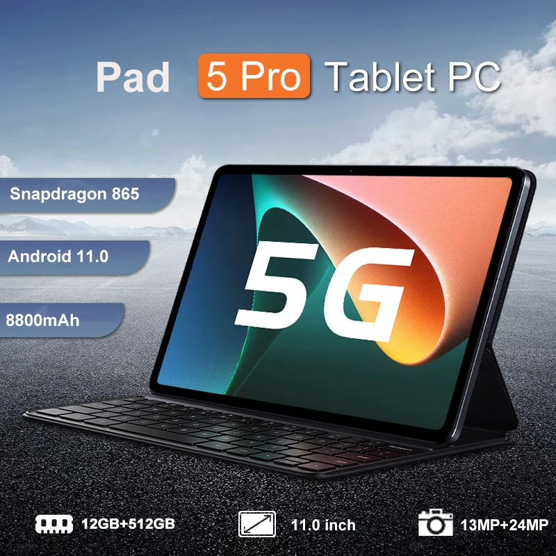 Планшет с двумя SIM-картами Snapdragon 2023, Android 11, 13 МП + 24 МП, 865 мАч